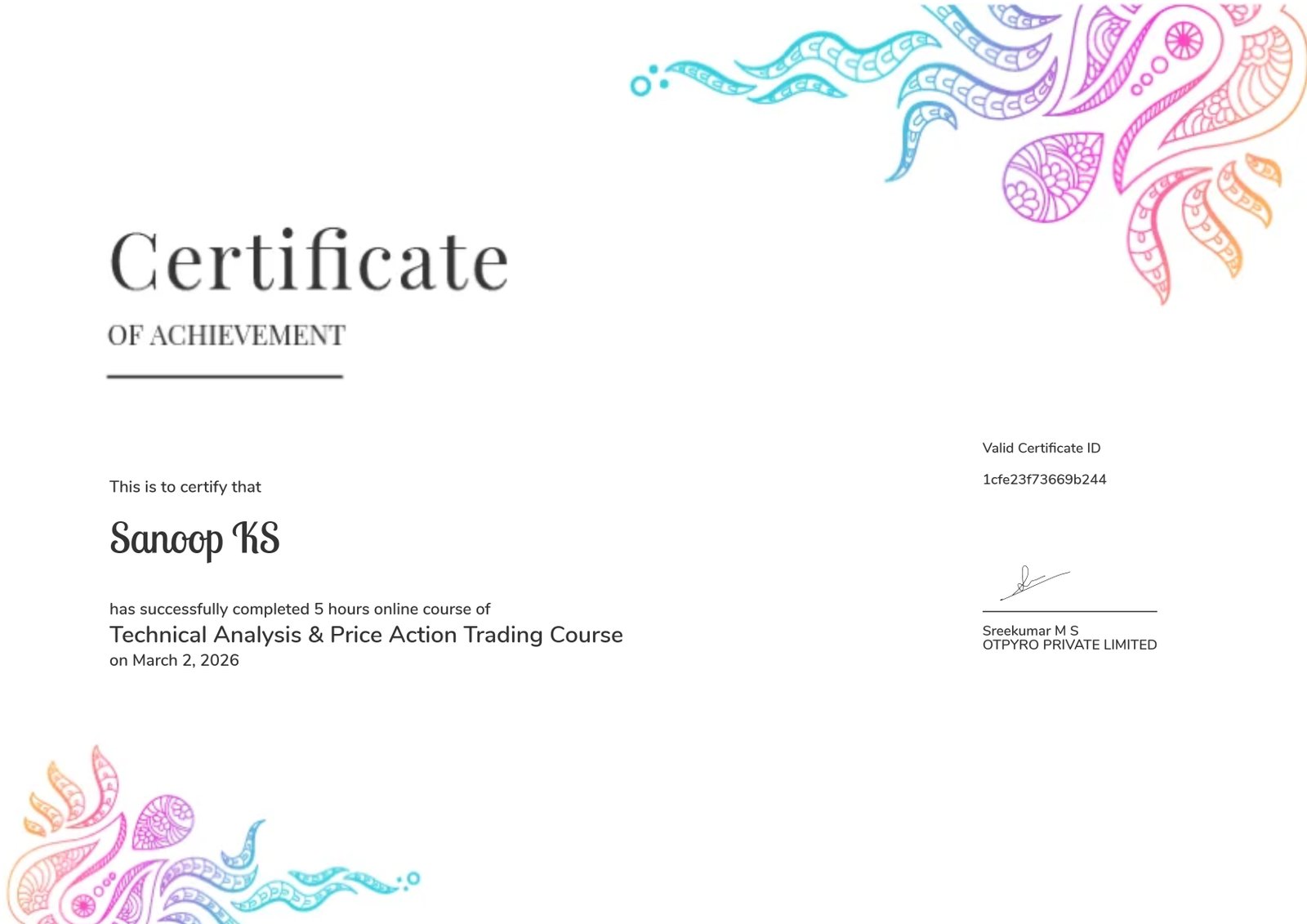 Technical Analysis & Price Action Trading Course